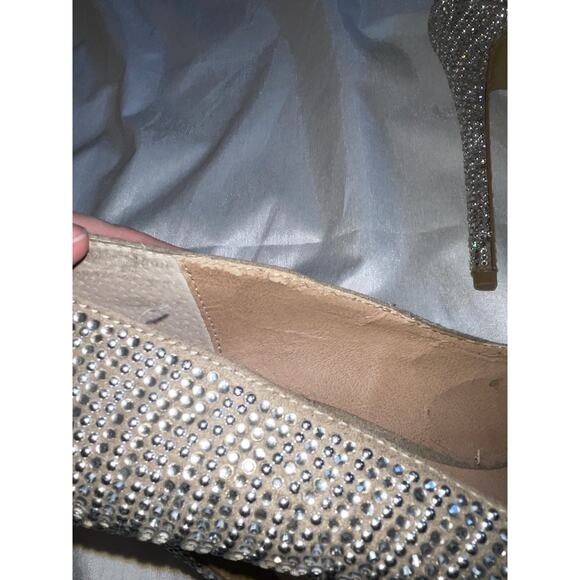 STEVE‎ MADDEN Dyvinal Platform Rhinestone Silver Jeweled Heels - Size 10 - Picture 15 of 15